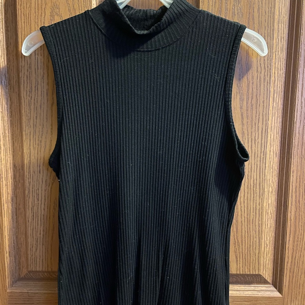 Rachel Zoe Black Ribbed Sleeveless Tank Top